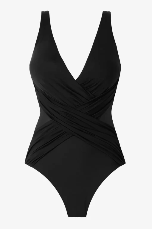 Crossover With Mesh One Piece Swimsuit