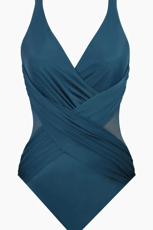 Crossover With Mesh One Piece Swimsuit