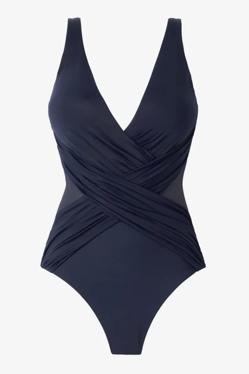 Crossover With Mesh One Piece Swimsuit