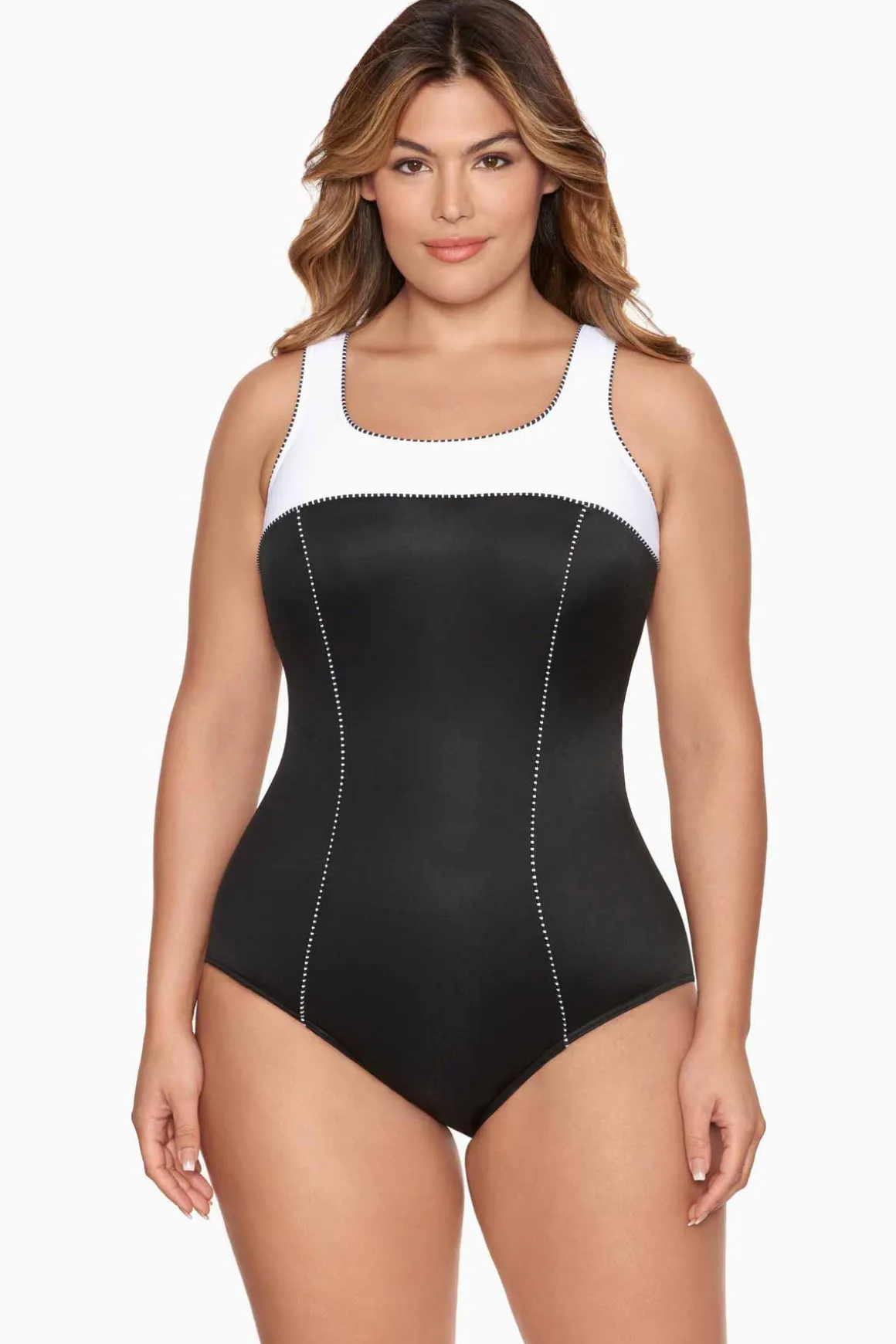 Plus Size Colorblock Touche One Piece Swimsuit