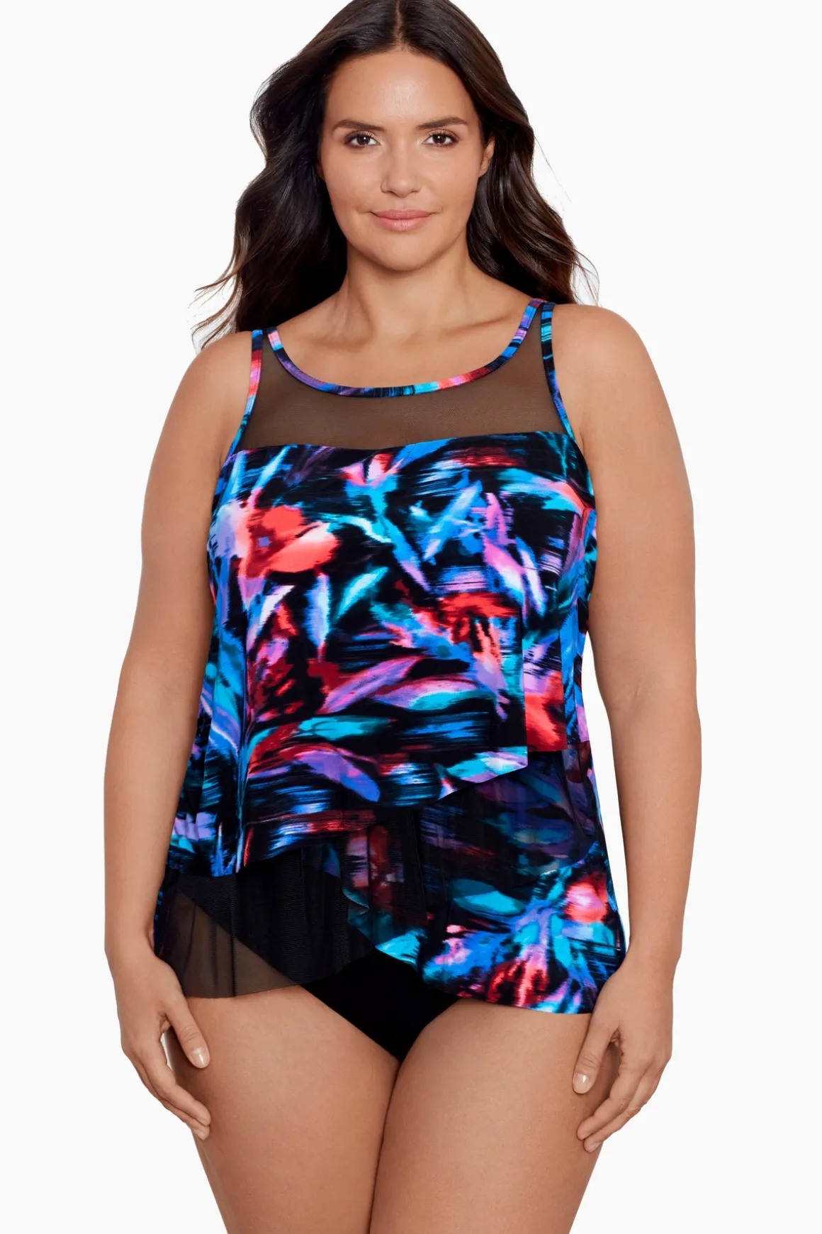 Plus Size Fuego Floral Mirage Tankini Top