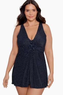 Plus Size Pin Point Marais One Piece Swim Dress