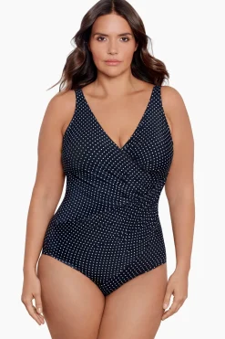 Plus Size Pin Point Oceanus One Piece Swimsuit