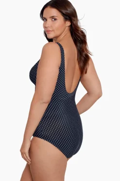Plus Size Pin Point Oceanus One Piece Swimsuit