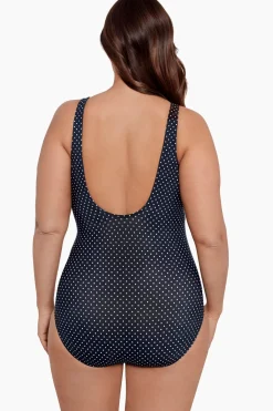Plus Size Pin Point Oceanus One Piece Swimsuit