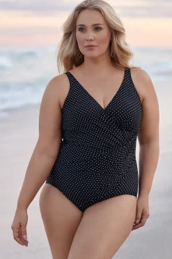 Plus Size Pin Point Oceanus One Piece Swimsuit