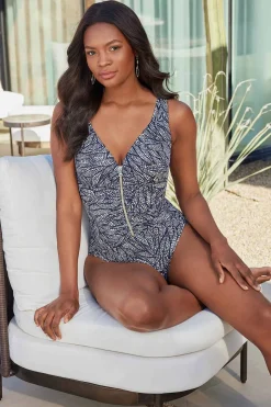Shore Leave Zipt One Piece Swimsuit